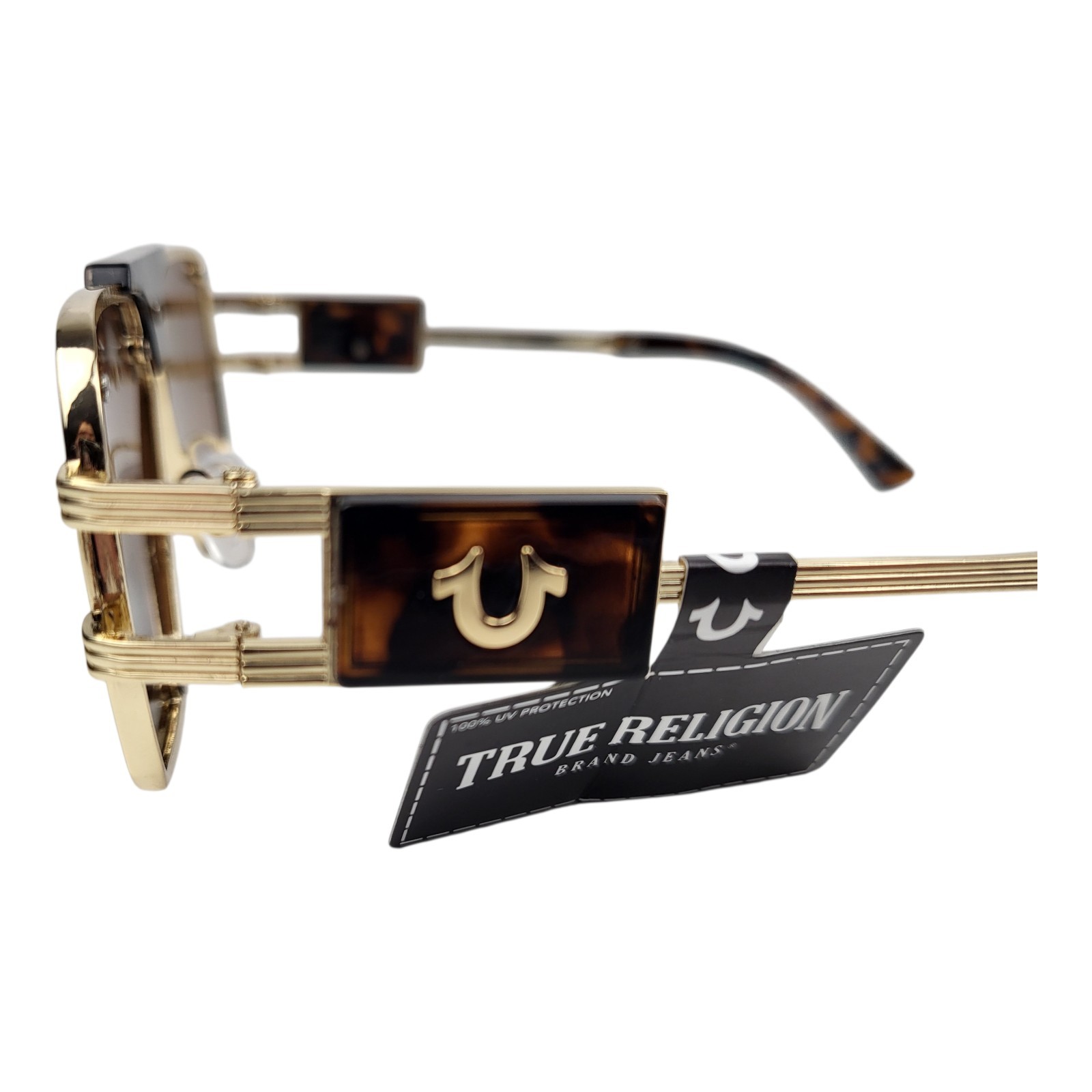 True Religion Mens Aviator Sunglasses 100% UV Protection New Gold Frames