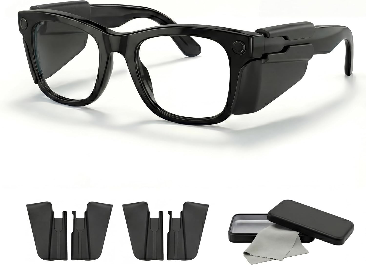 2 Pairs Silicone Side Shields for Glasses | ONLY One Size, Matte Black