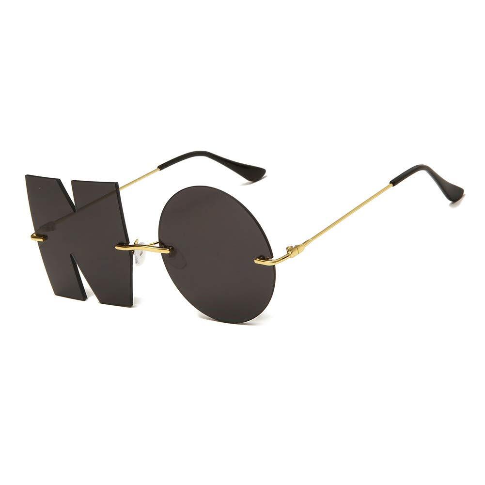 Letter Party Rimless Irregular Design Sunglasses For Men/Women Streetwear