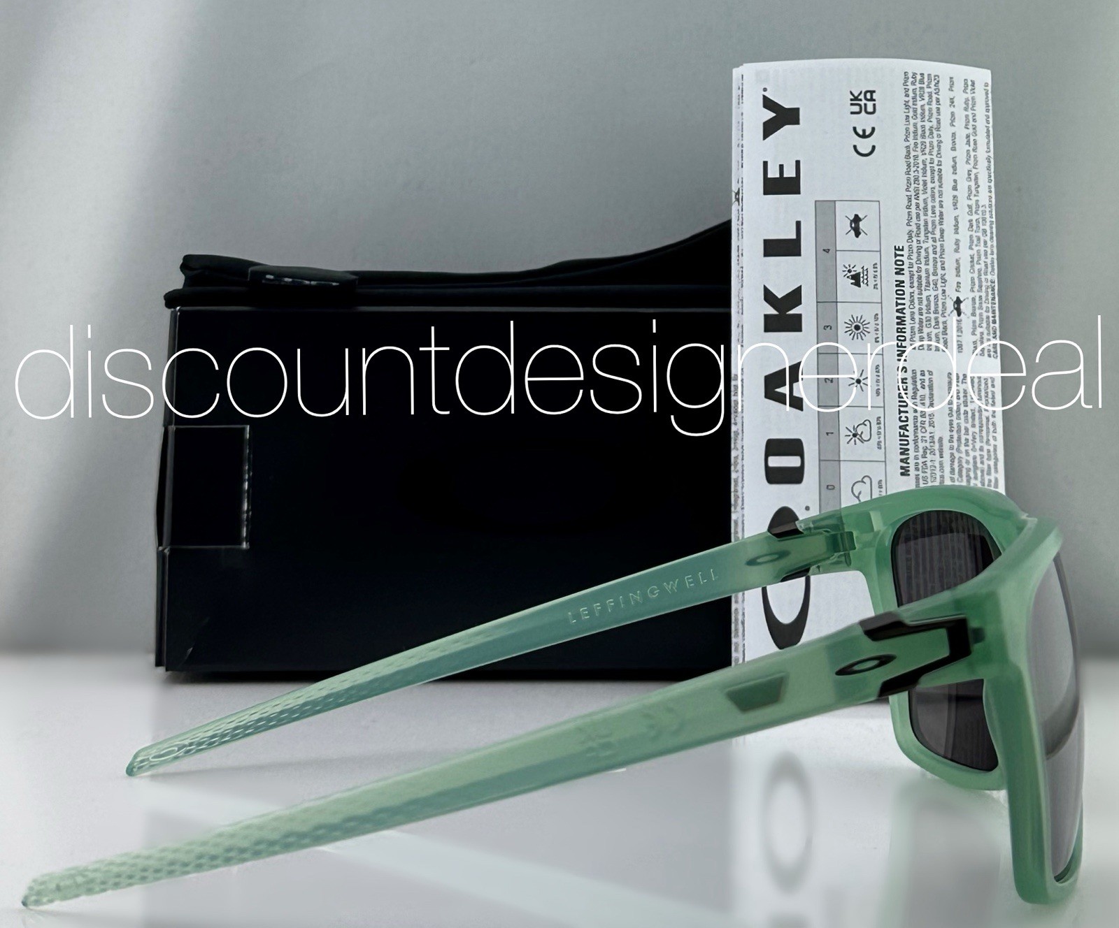 Oakley Leffingwell Square Sunglasses Matte Jade PRIZM Black OO9100-17 57mm NEW