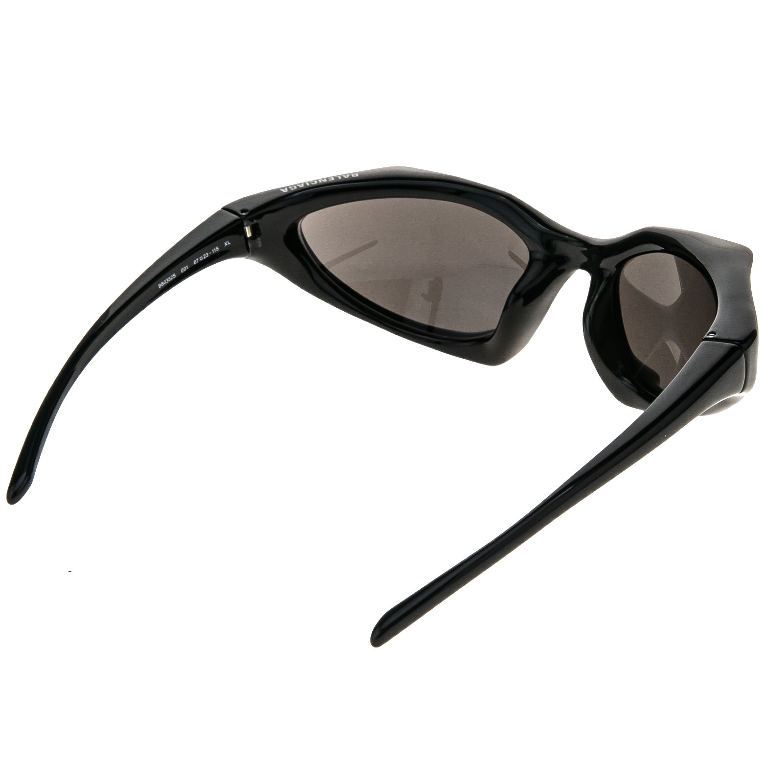 BALENCIAGA BB0352S RUNNER CAT 0352 Black Logo Angular Mask Unisex Sunglasses 001
