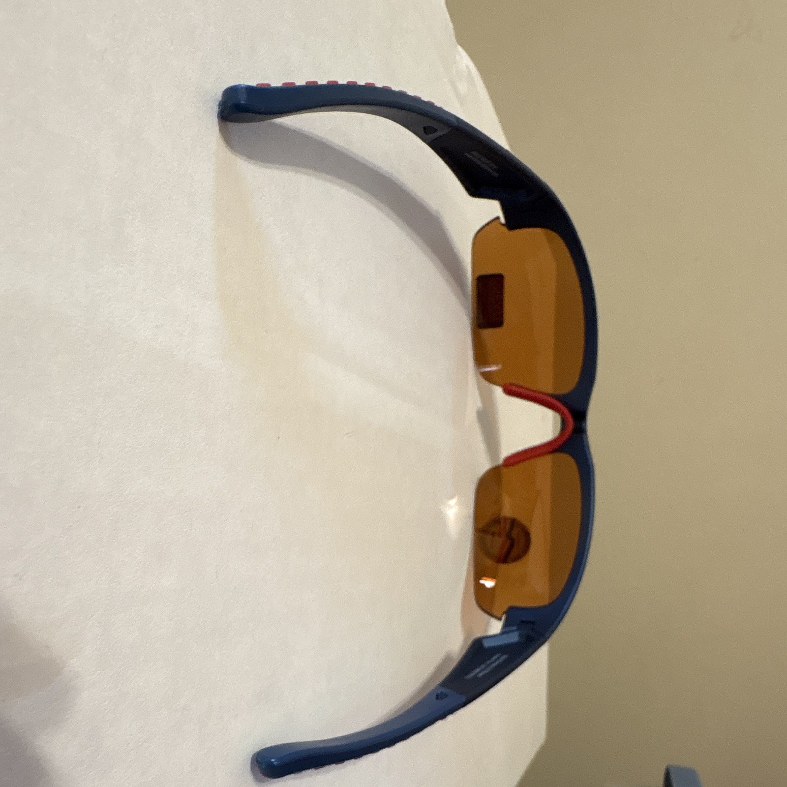 MLB Chicago Cubs Wraparound Sunglasses Blue Frame Orange Tinted Lenses Case