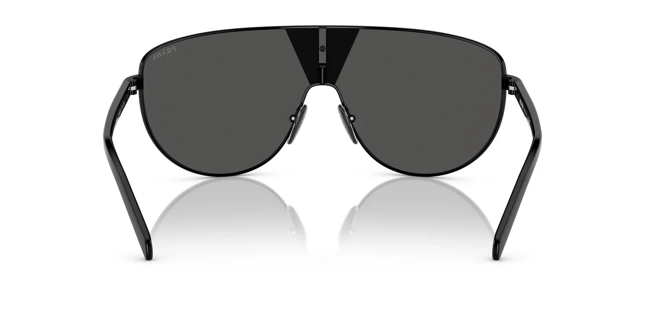 Prada PR 69ZS 5AK05V Shield Sunglasses Black Grey Lens Logo Unisex