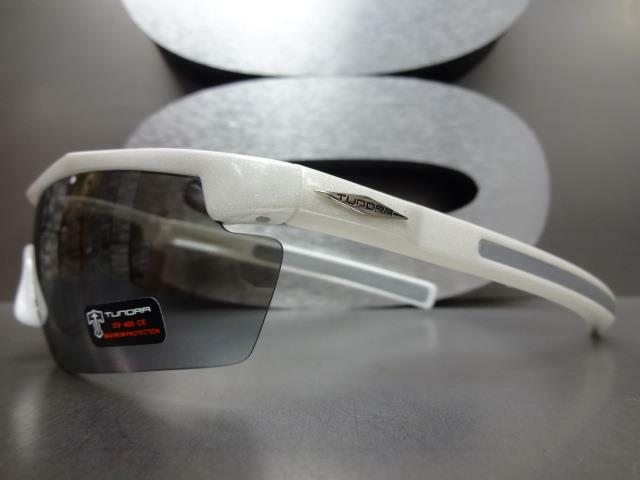 WRAP AROUND SPORT CYCLING BASEBALL FISHING SUN GLASSES White Frame Mirror Lens