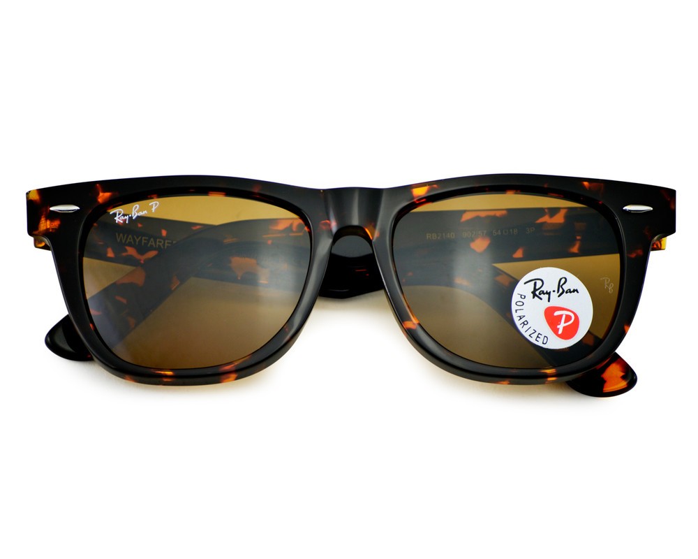 Ray-Ban RB2140 Original Wayfarer Tortoise Frame Polarized Brown Lens 54mm Unisex