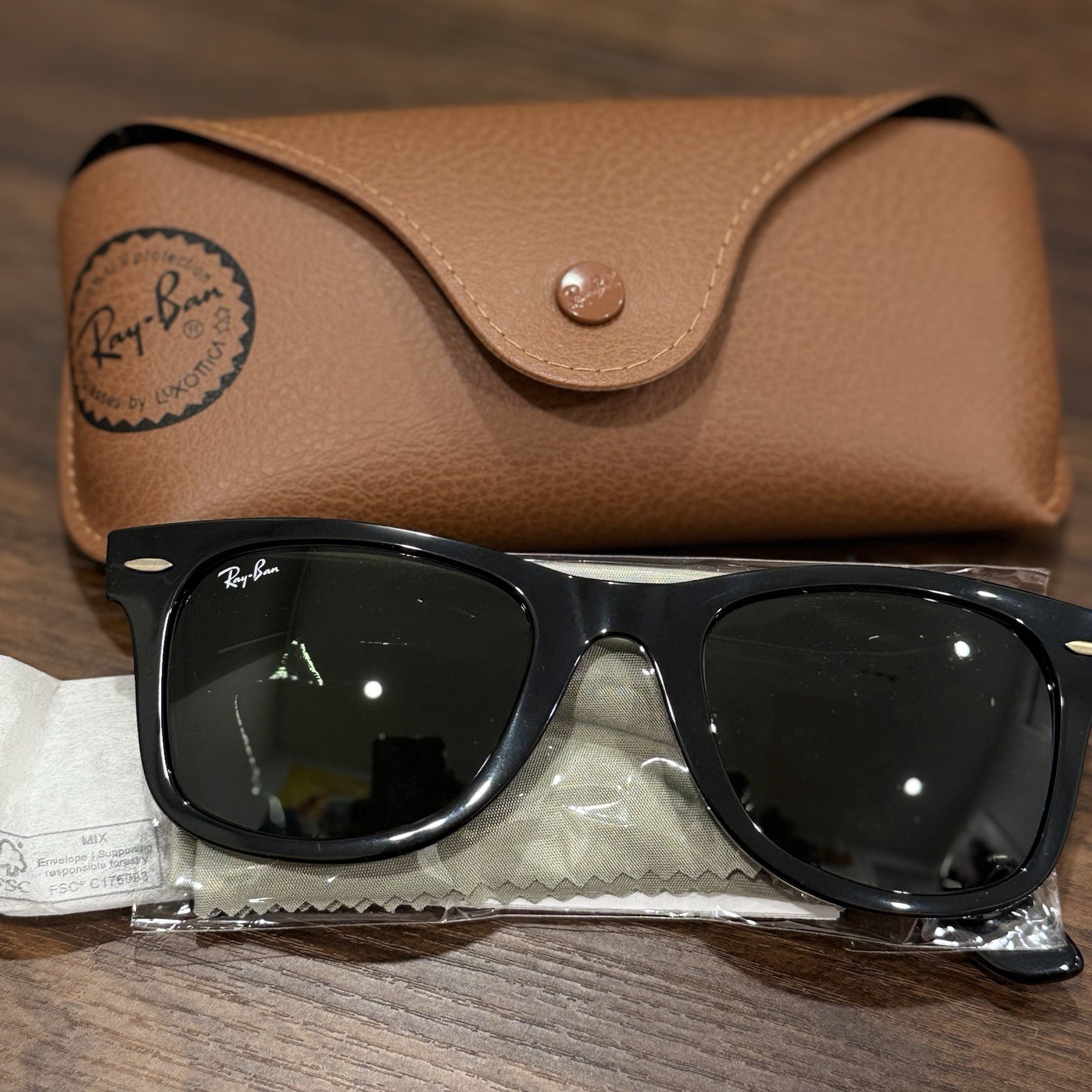 Ray-Ban RB4340 Wayfarer Black Green Sunglasses 100% UV Protection Men