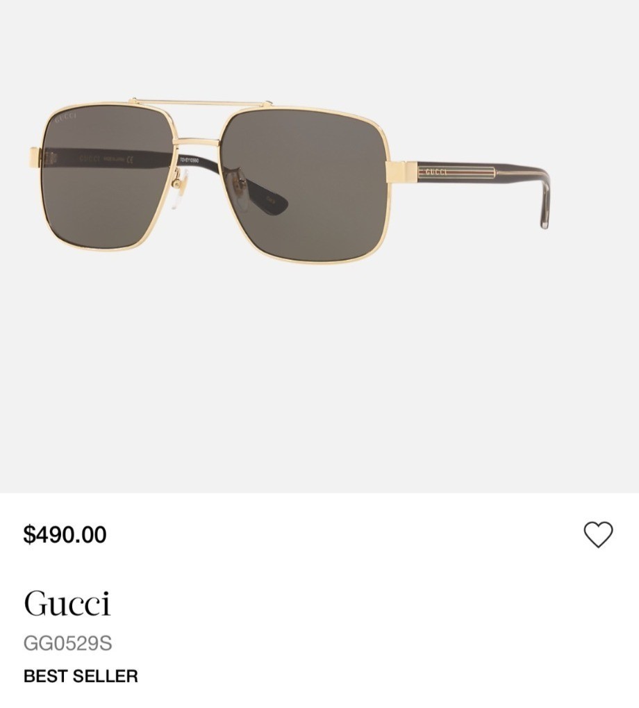 Gucci GG0529S 001 Sunglasses Never Worn Gold Metal Pilot Frame Square Glasses