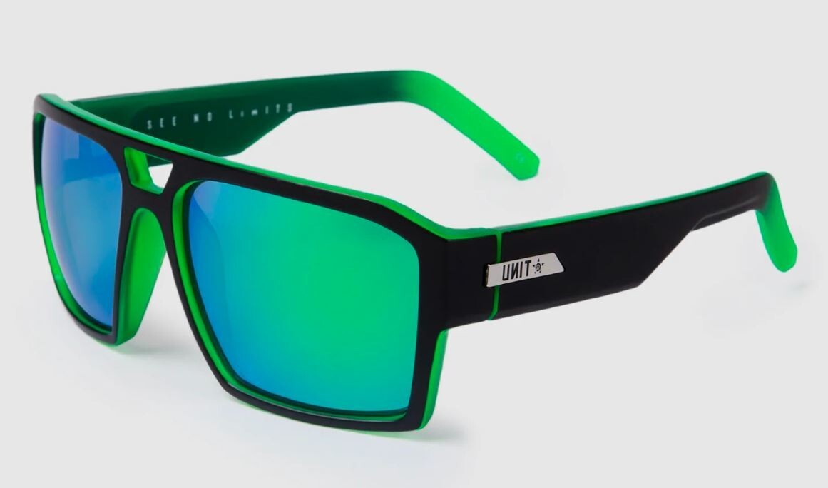 Unit Sunglasses Vault Matte Black Dip Green Polarised, RRP $129.99, BNIB