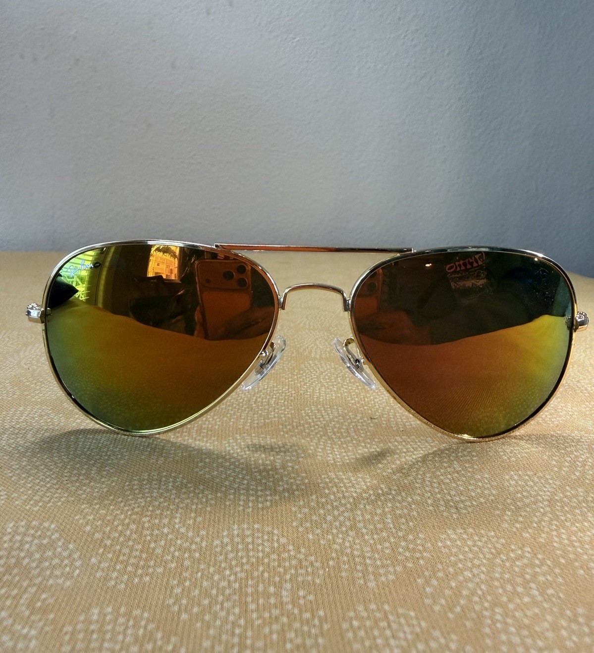 Ray-Ban RB3025 Aviator Gold Orange Mirror Sunglasses 58-14-135 Made Italy