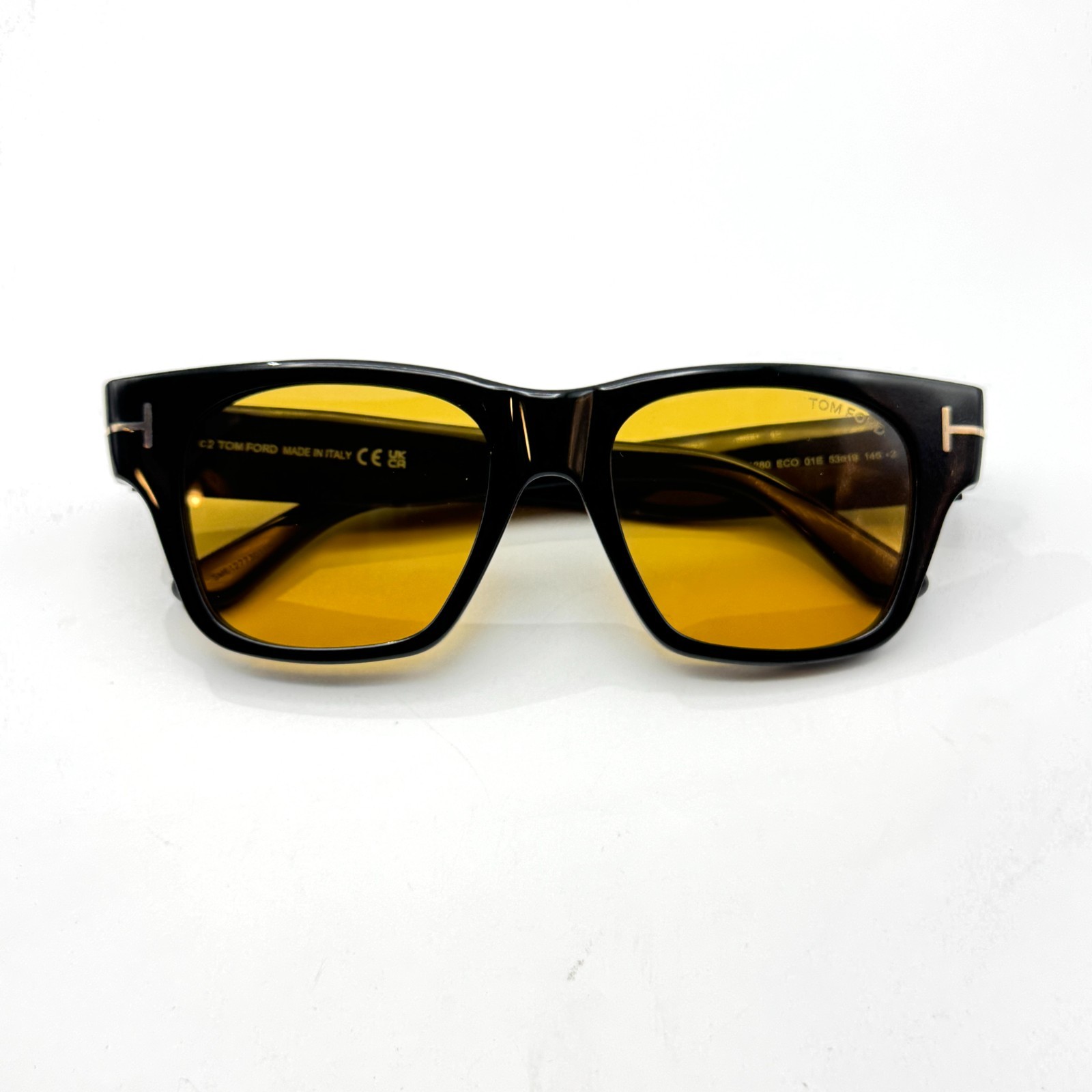 Tom Ford Sunglasses Caine-02 TF1280 01E Shiny Black Frame Amber Lens 53-19-145mm