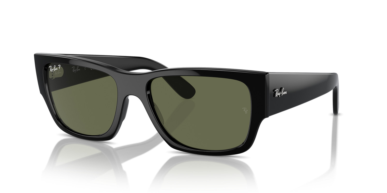 Ray-Ban Carlos Black/ Green Polarized 56 mm Sunglasses RB0947S 901/58 56-18