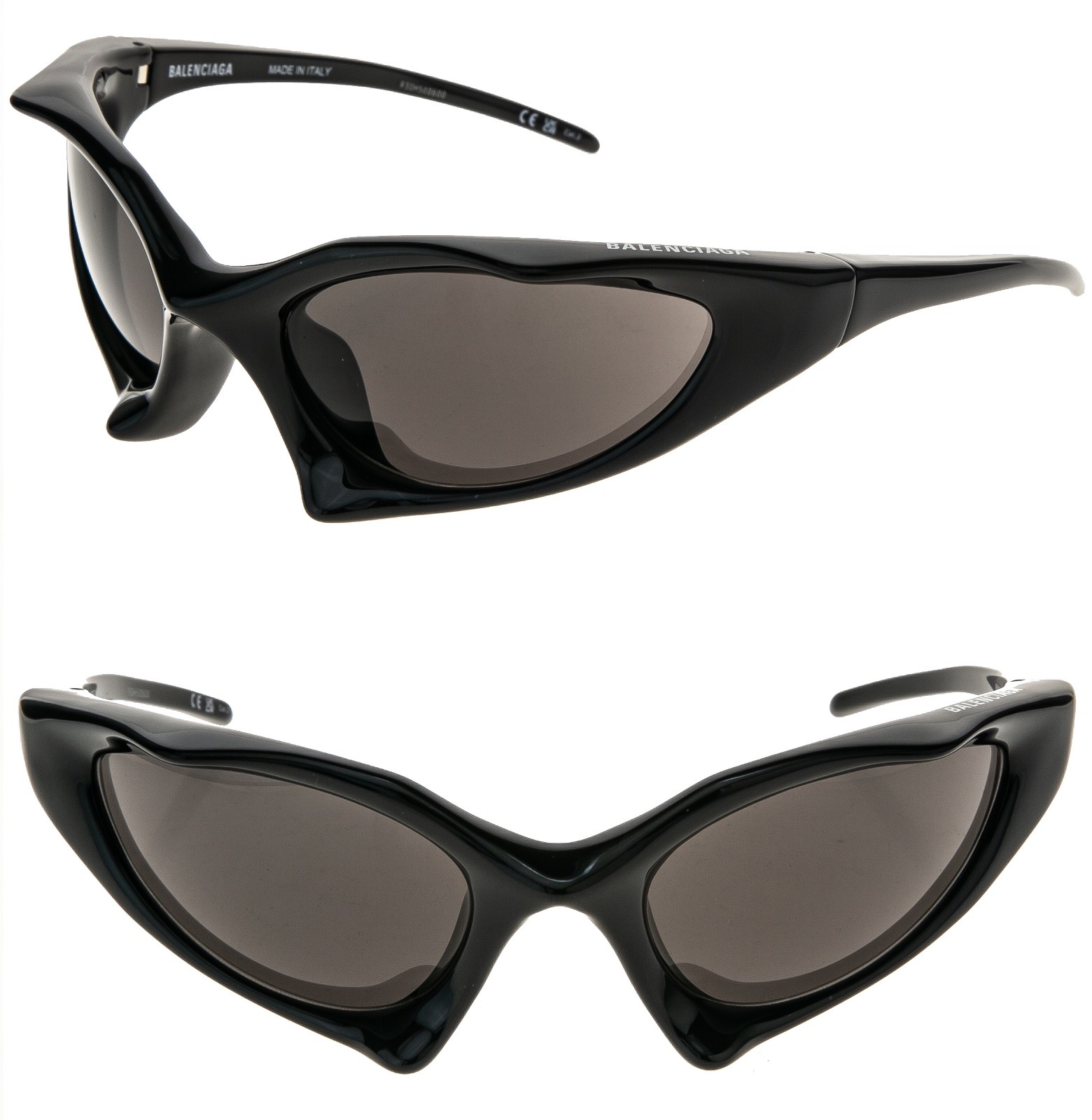 BALENCIAGA BB0352S RUNNER CAT 0352 Black Logo Angular Mask Unisex Sunglasses 001