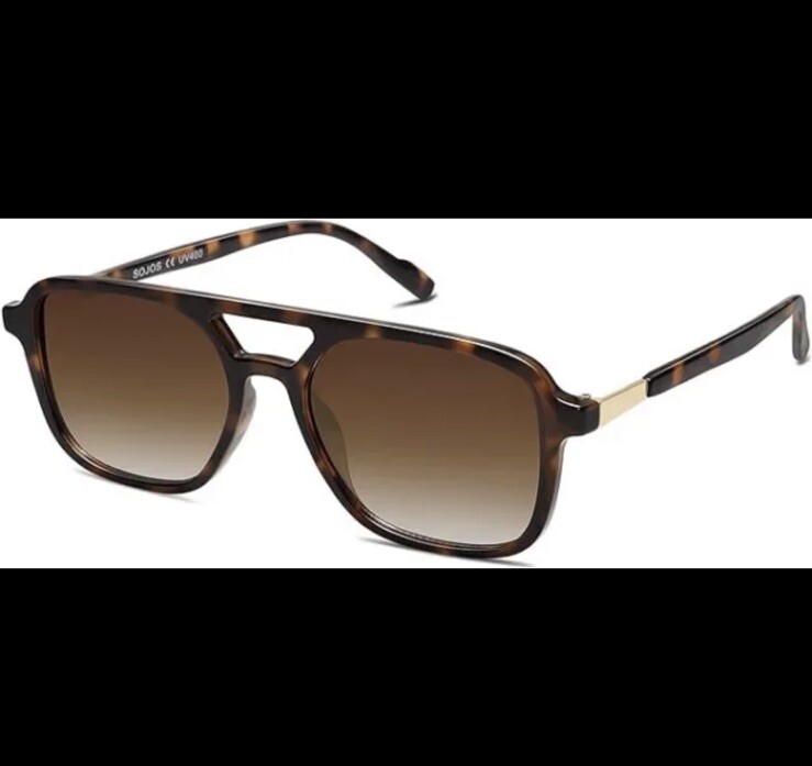 Retro Aviator Sunglasses for Women Men,Trendy Rectangle Womens Mens Shades Brown