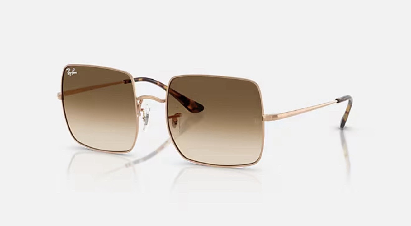 RAY-BAN SQUARE SUNGLASSES ROSE GOLD METAL / BROWN CLEAR GRADIENT RB1971 920251
