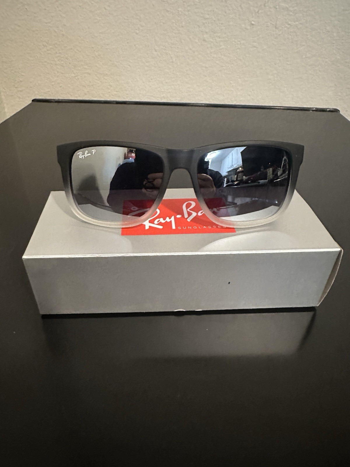 Ray Ban RB4165 852/88 Justin Matte Grey 54mm Mirror Gradient Polarized Sunglasse