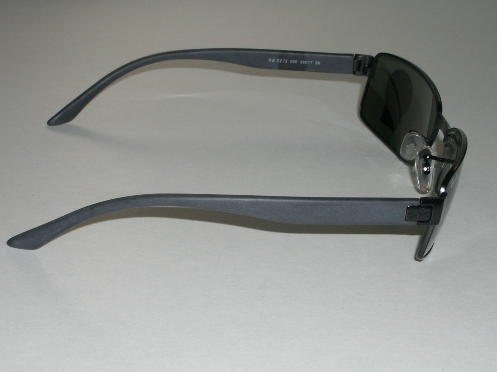 58[]17 RAY BAN RB3272 006 G15 CRYSTAL BLACK SLIM LINE RECTANGULAR SUNGLASSES NEW