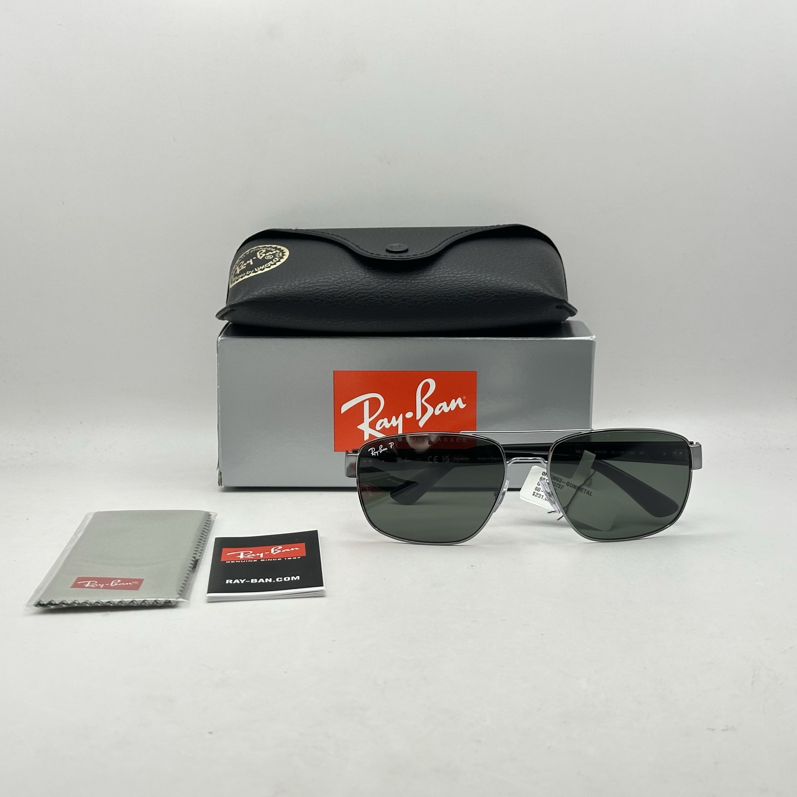 Ray Ban Mens Irregular Aviator Polar Sunglasses RB3663 Black/Green