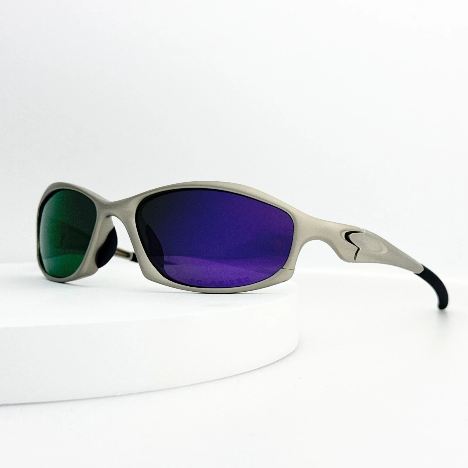 Oakley Hatchet X-Metal Polarized Sunglasses Silver Frame Purple Iridium Lens