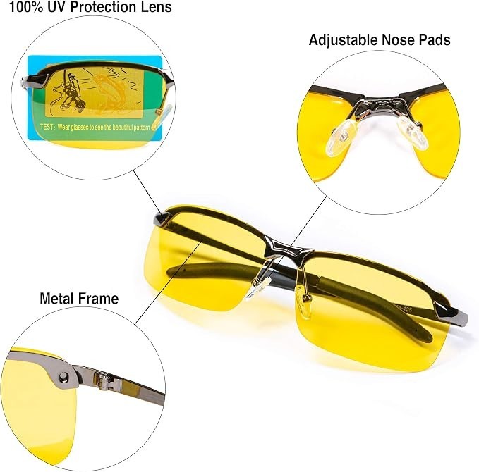 Night Driving Glasses anti Glare Polarized with Stylish Case – Night Vision/ Tac