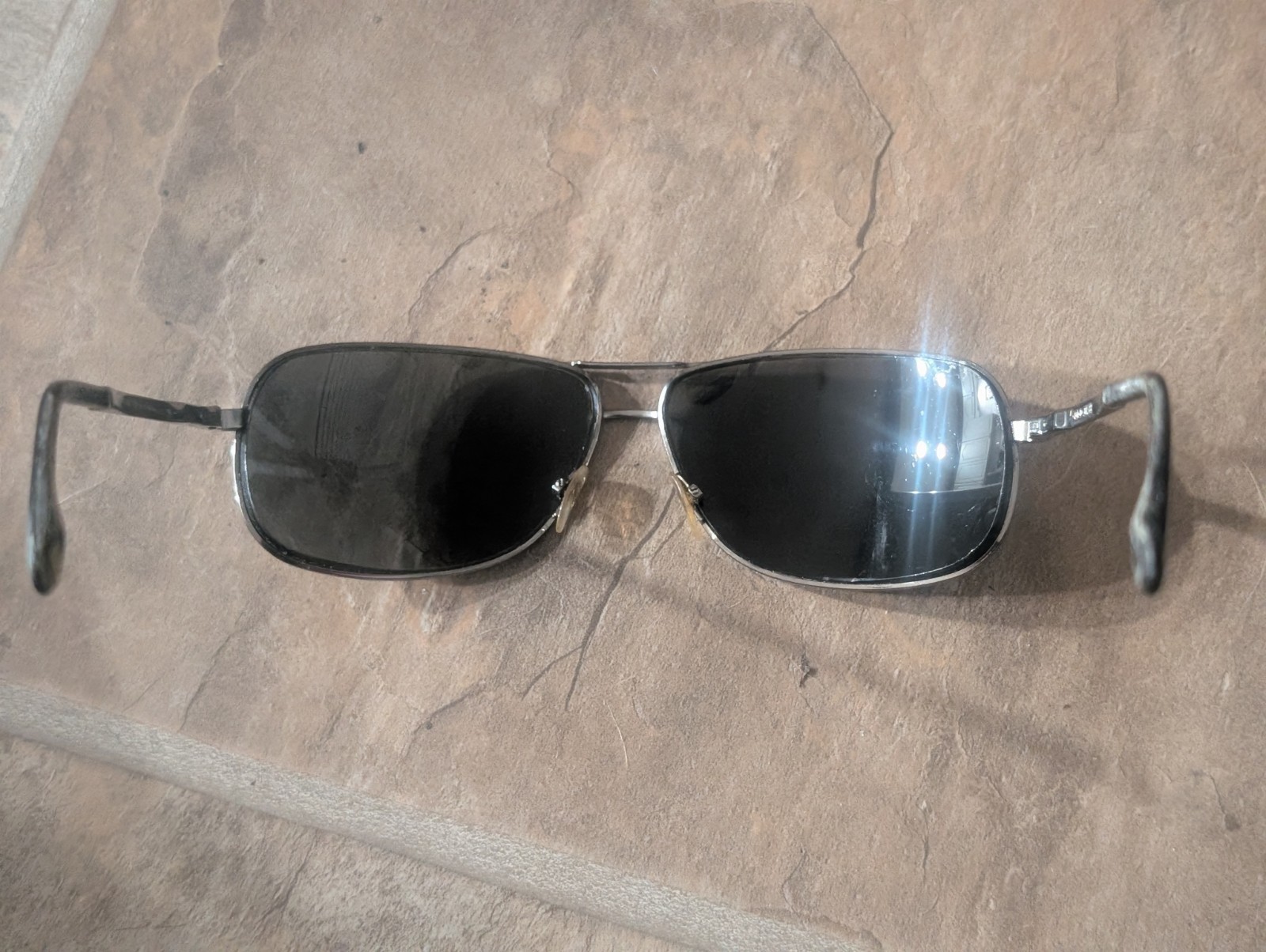 Giorgio Armani GA 362/S Men’s Rectangular Sunglasses Silver Metal