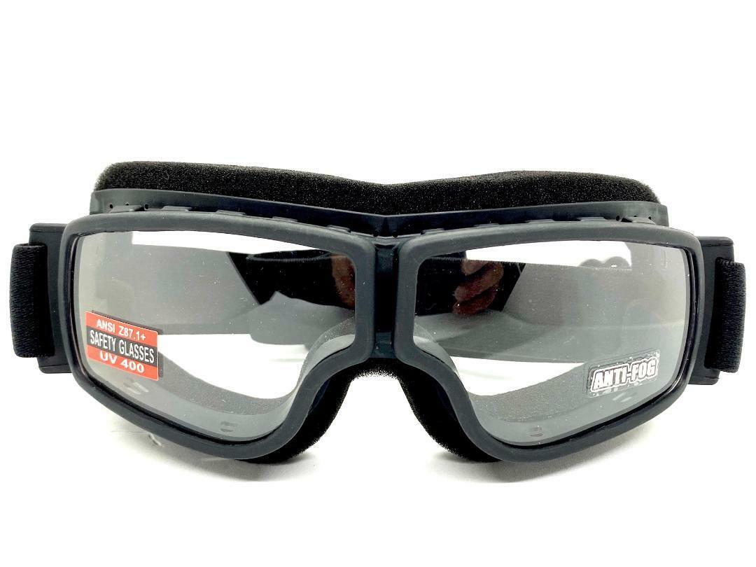 MOTORCYCLE Riding Padded Safety Protective GOGGLES Anti-Fog Lens Fit Over Helmet