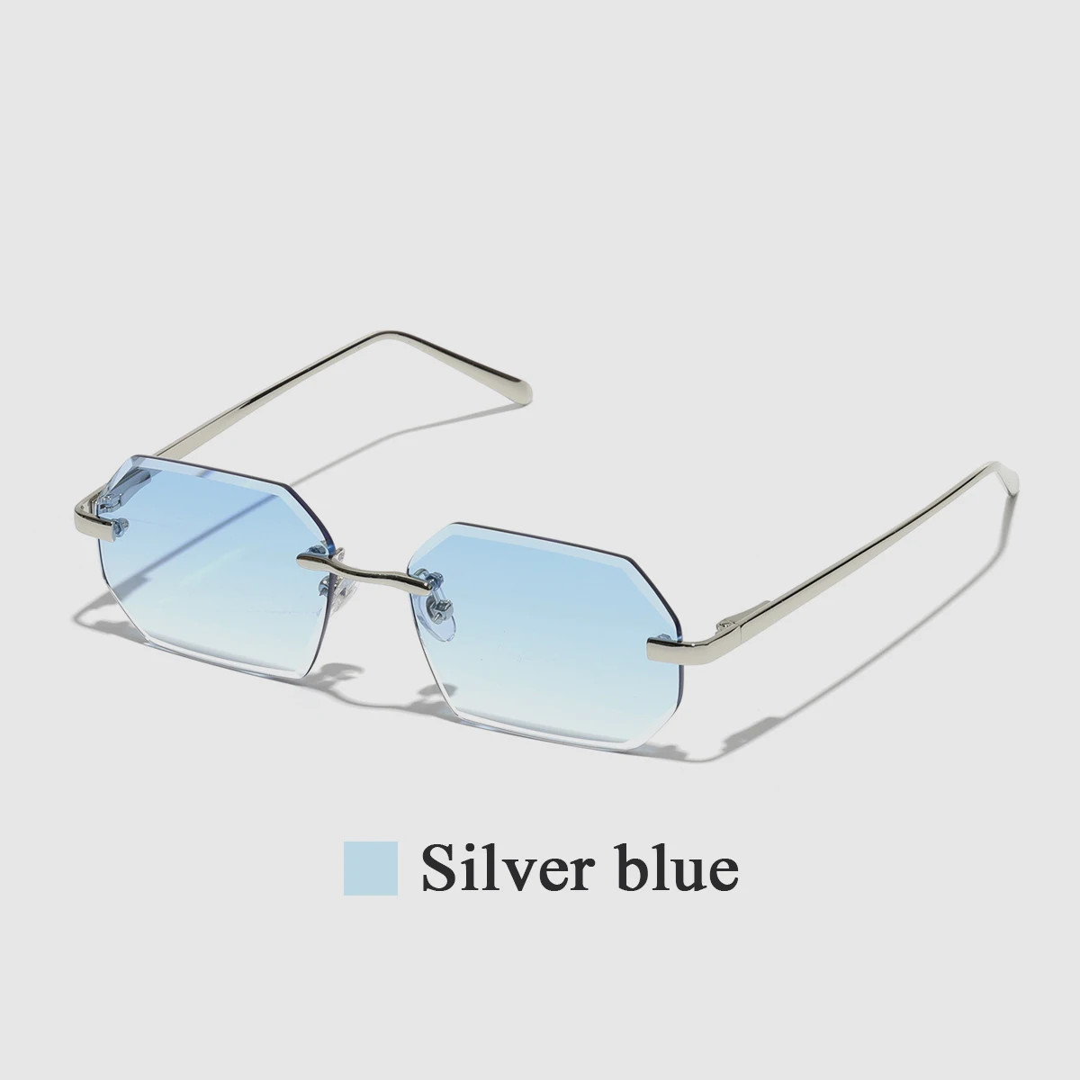 Rimless Sunglasses Diamond Cut Lens Unisex UV400 Metal Casual Wear Style