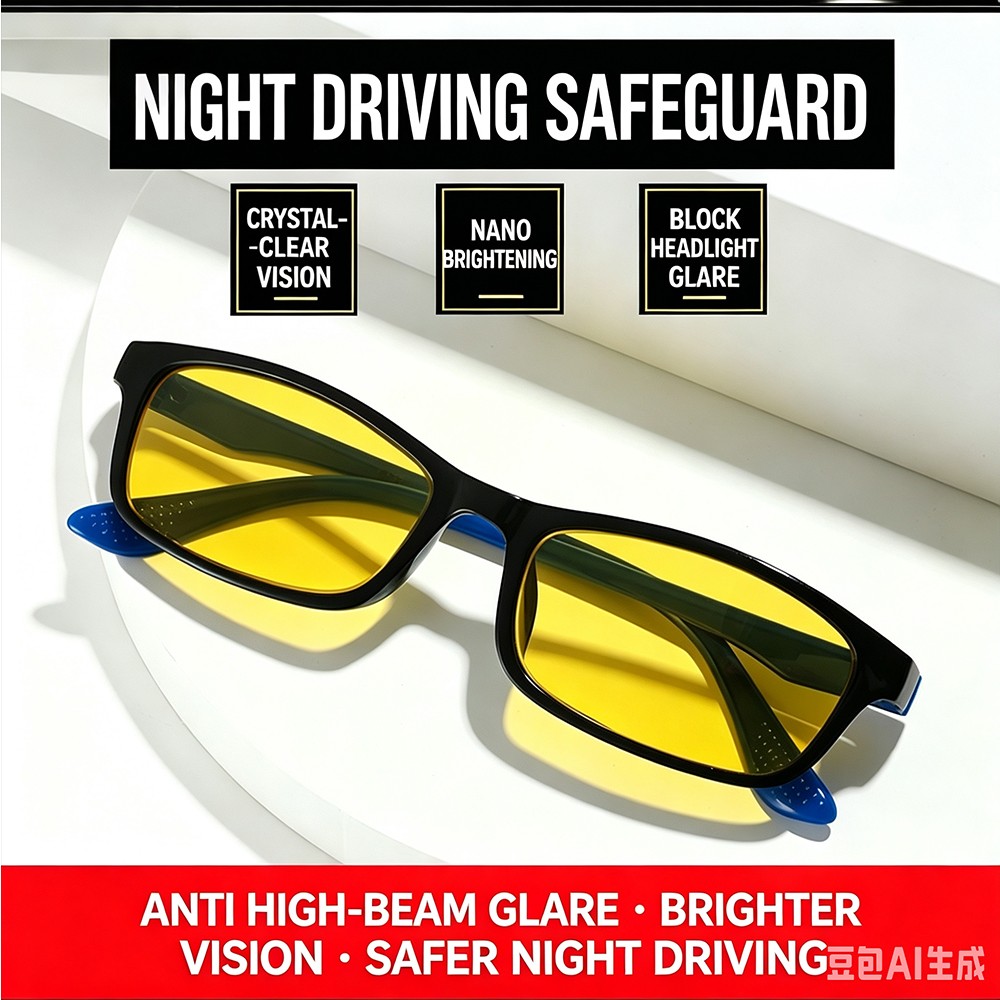 4Pack Night Vision Tinted Myopia Glasses Square Frame For Men Women0.5-4.0