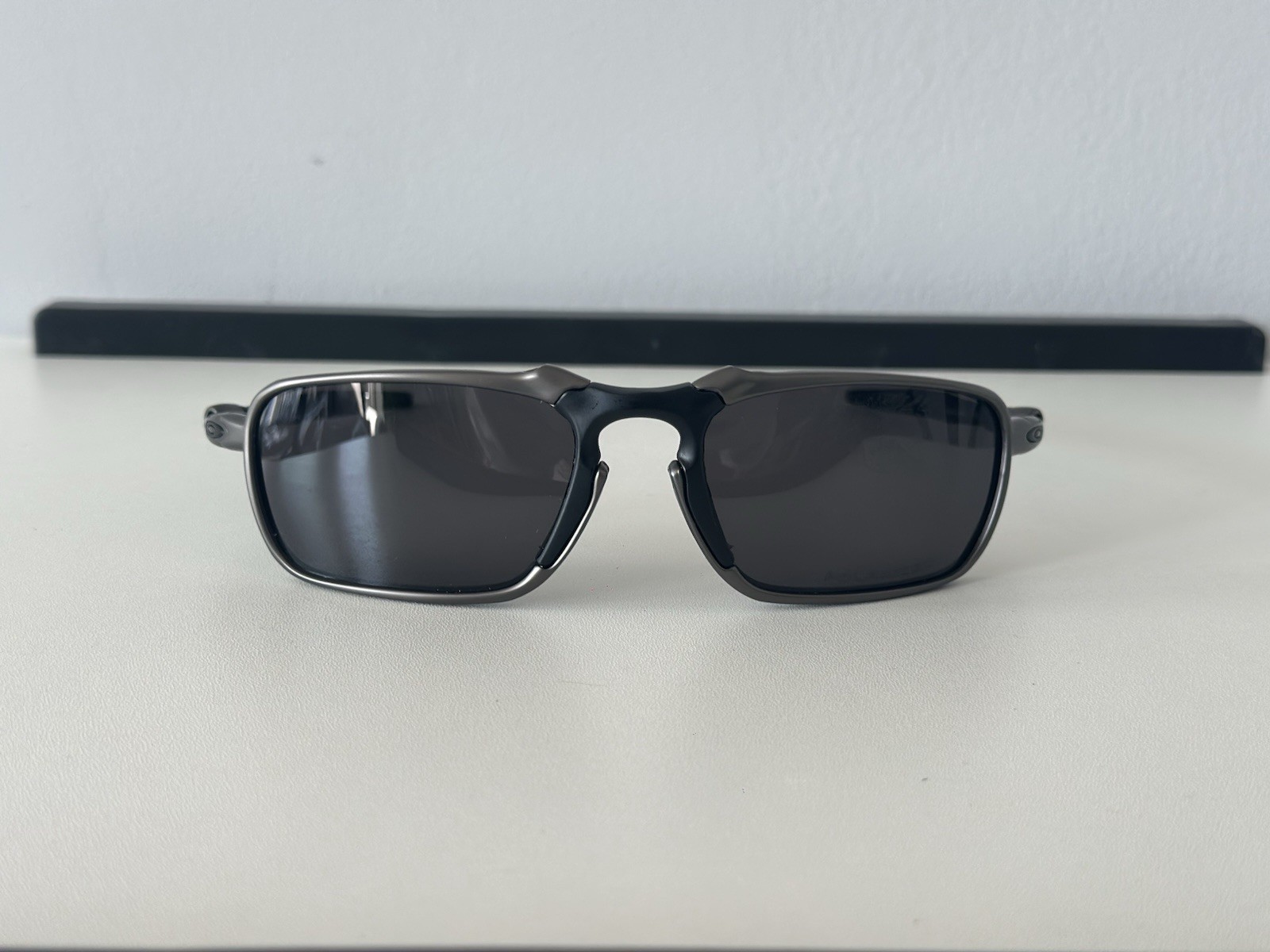 Oakley Badman Sunglasses Metal Frame Black Lens Polarized Made In USA