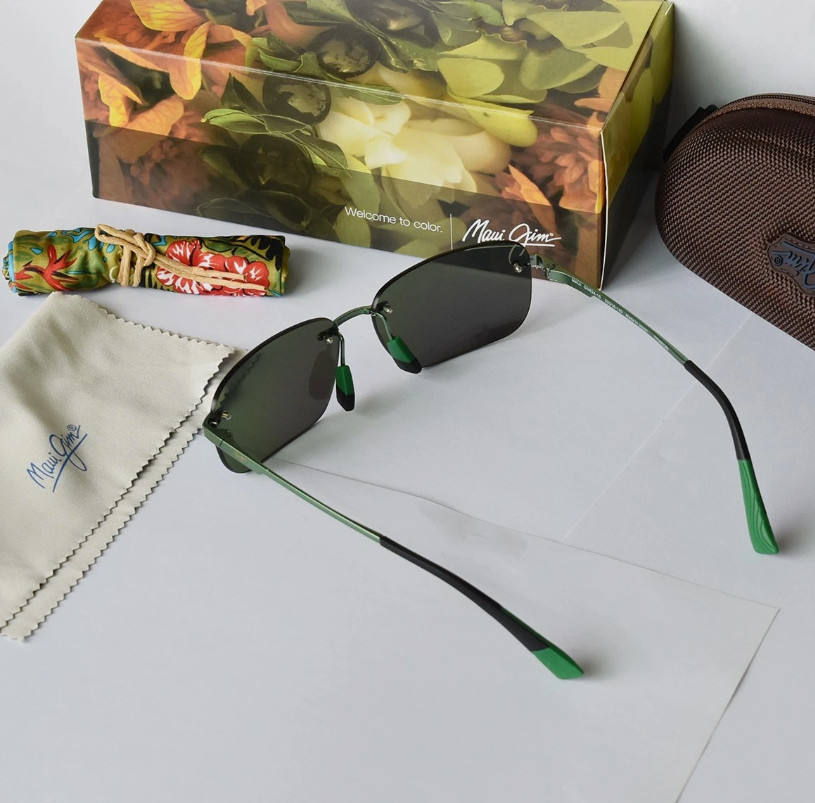 Maui Jim Sunglasses Lanakila GM624-15 Rimless Polarized Sunglasses Green Mirror