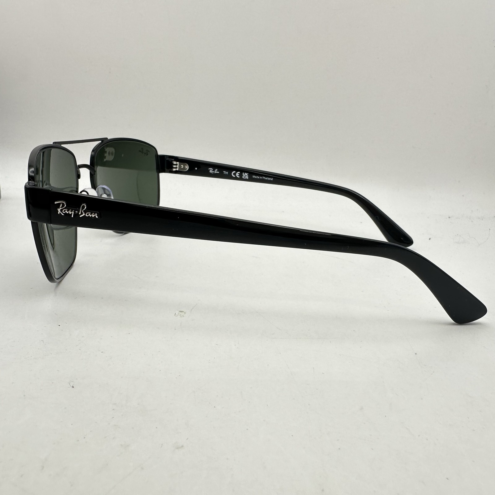 Ray Ban Mens Irregular Aviator Double Bridge Sunglasses RB3663 Blackl/Green