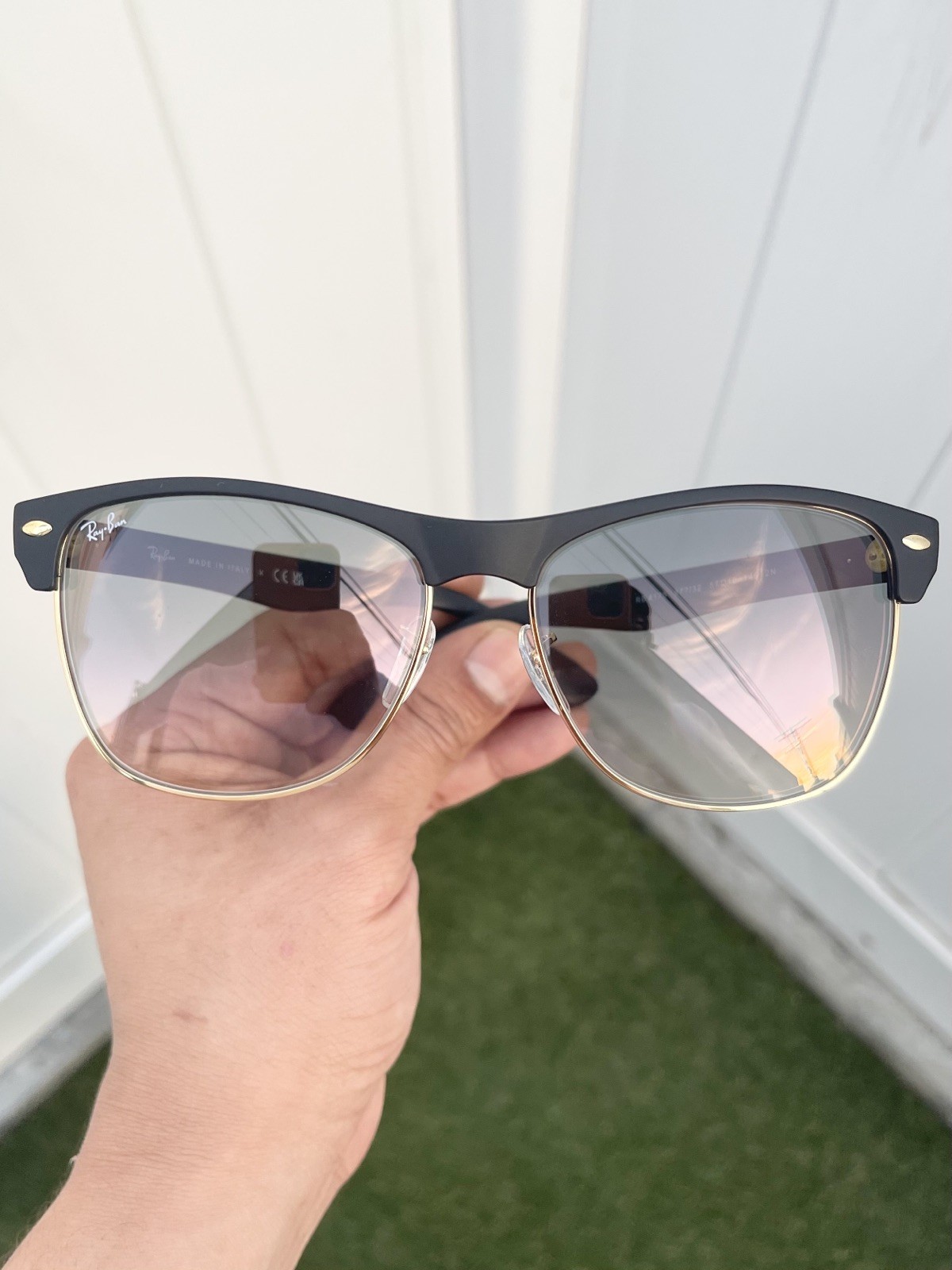 NWT Authentic Ray Ban Oversized Clubmaster RB4175 4175 Black Gray Gradient 57/16