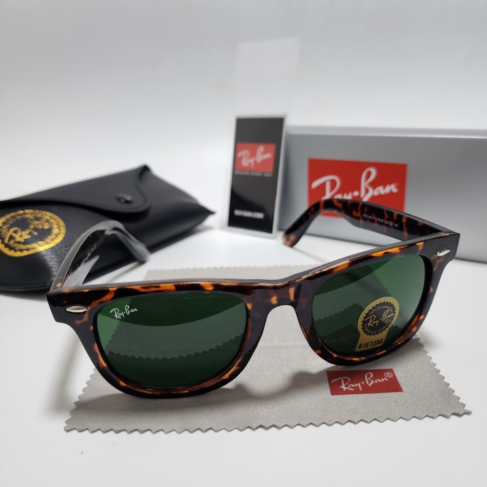 Ray-Ban RB2140 901 Classic Sunglasses Tortoise Frame Green Glass Lens 50-22 mm