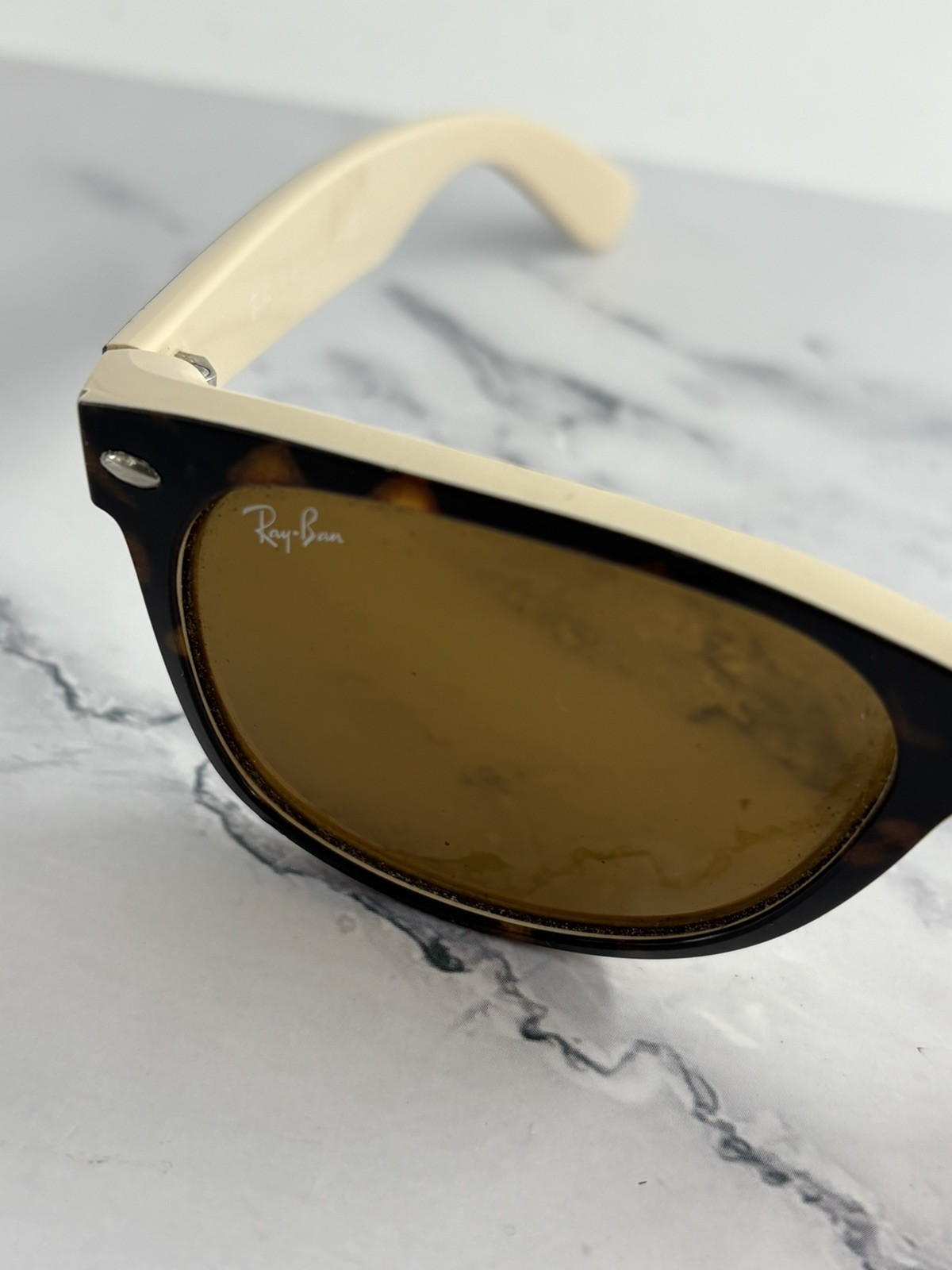 Ray-Ban Wayfarer RB2132 6012 55/18 Sunglasses Orange lenses Pre owned