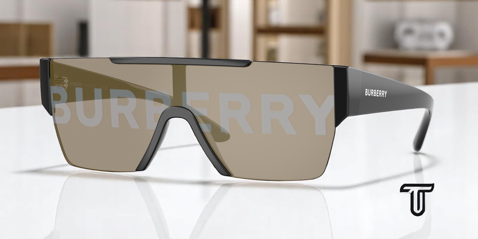 BURBERRY BE4291 3001 G Black Grey Tamp Bur Silver Gold 38 mm Men’s Sunglasses