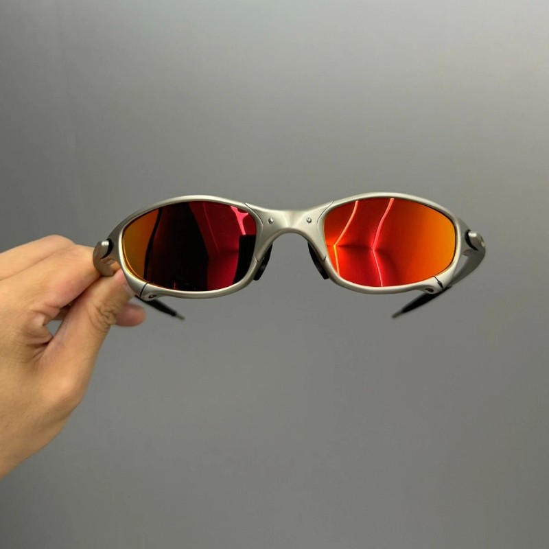 Oakley Vintage Juliet 1.0 X-Metal Polarized Sunglasses Red Lens Silver Frames