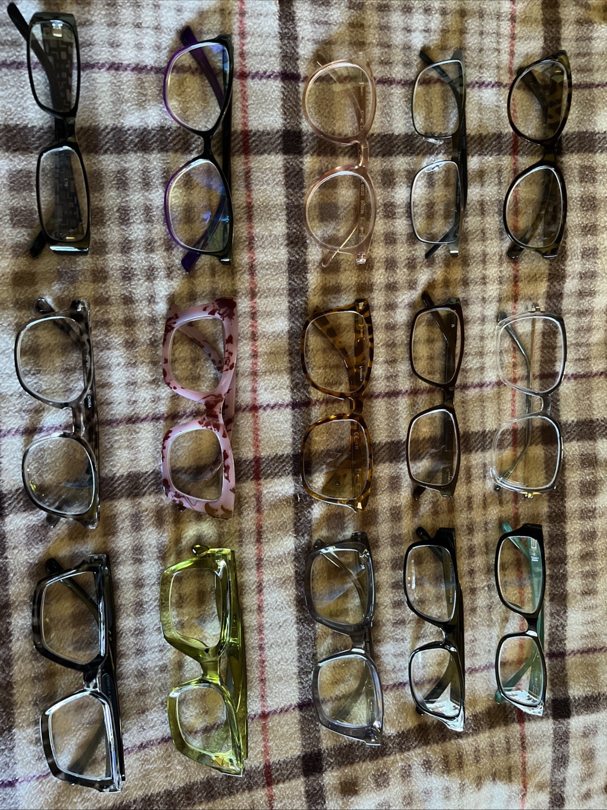 15 Pc Glasses Lot Eyeglasses Readers Tortoise Plastic Eyewear Frames Bundle