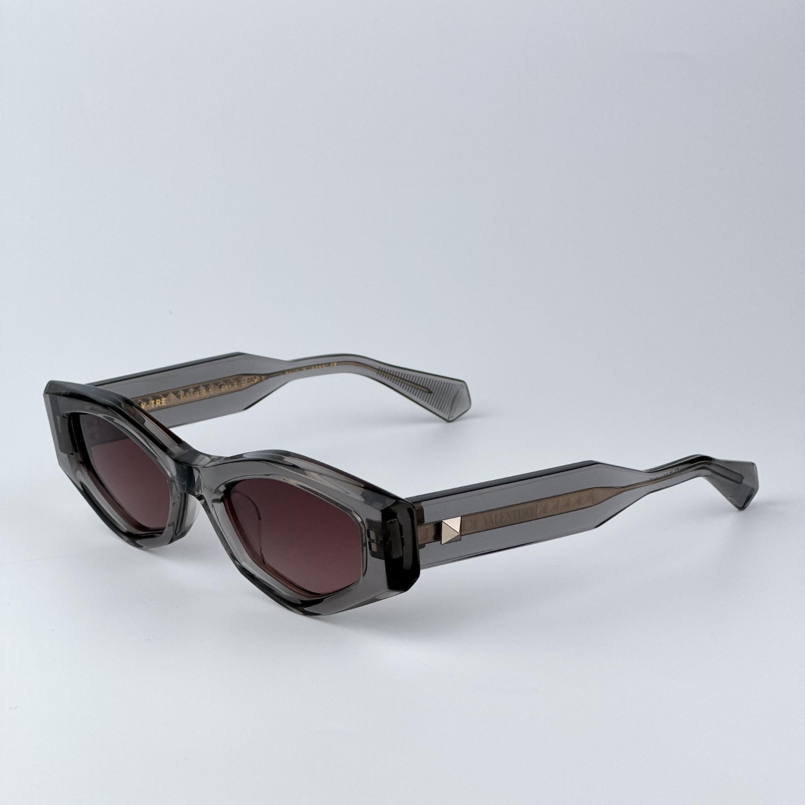 Valentino Men Sunglasses Translucent Grey Rose Irregular V-TRE VLS-101C-51 NEW