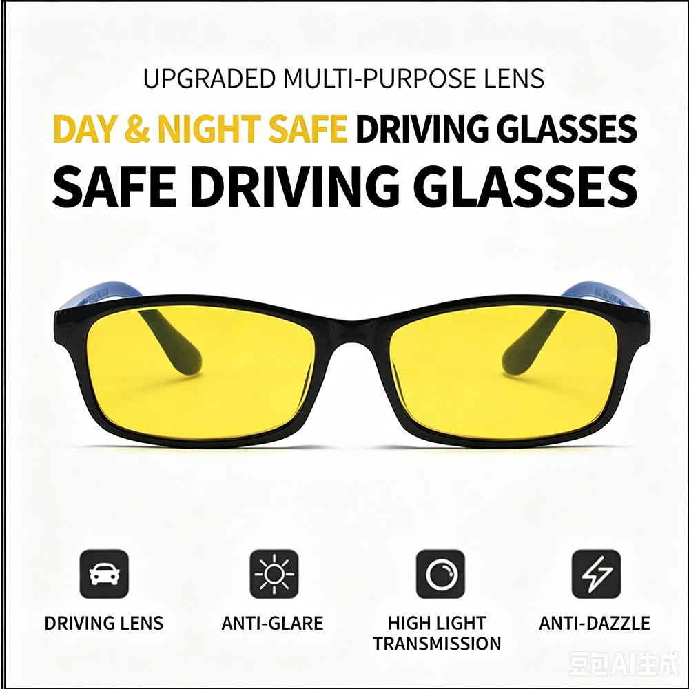 4Pack Night Vision Tinted Myopia Glasses Square Frame For Men Women0.5-4.0