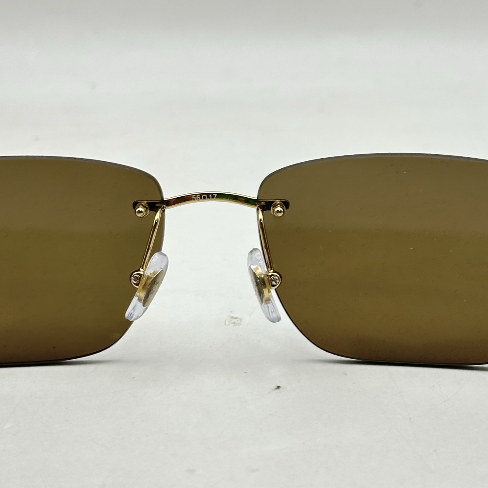 Ray Ban Mens Rimless Irregular Thin Metal Sunglasses RB3768 Gold/Dark Brown