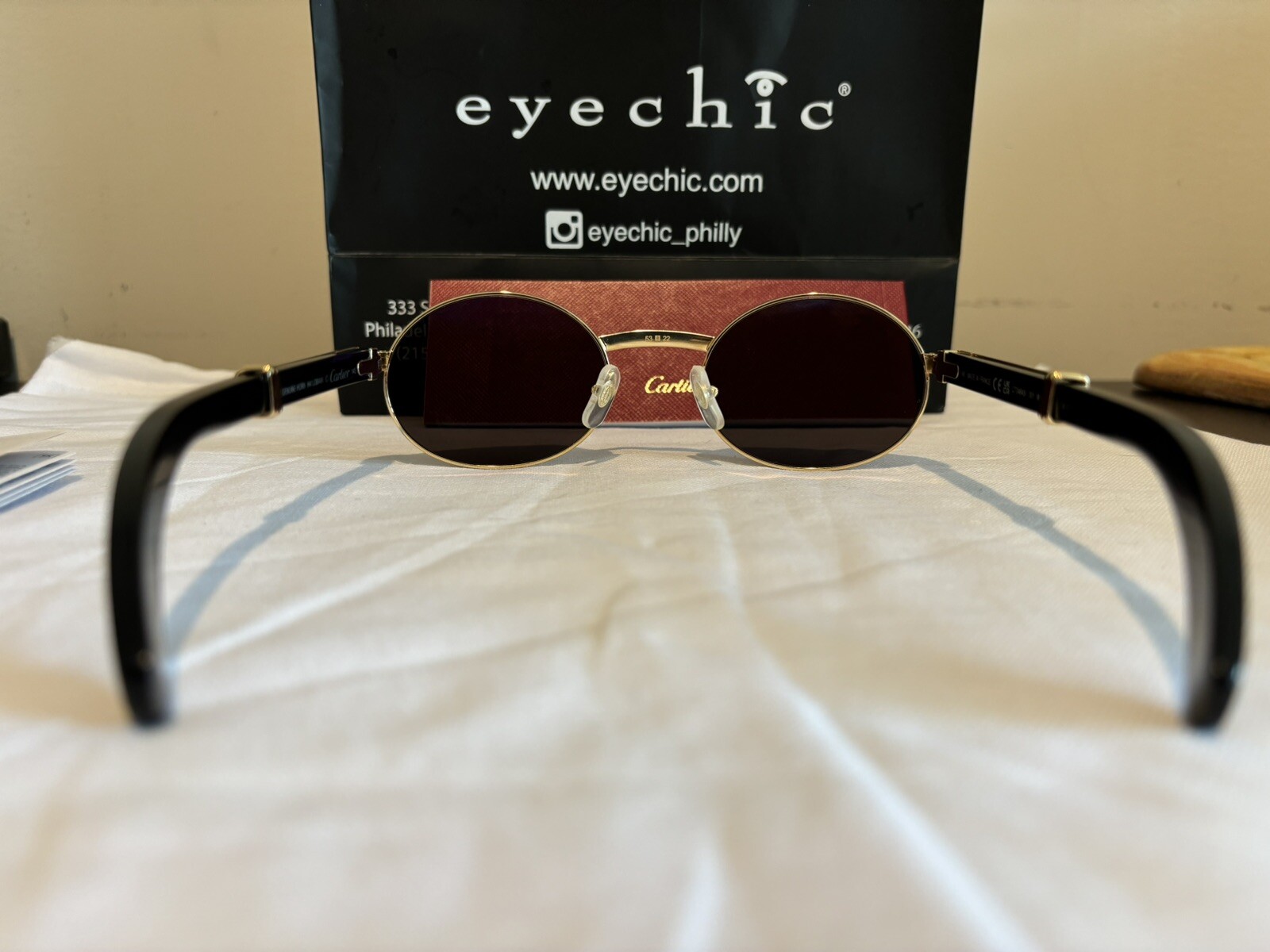 Cartier Sunglasses Buffalo Horn And Gold. Box, Papers and Receipt $1k Discount