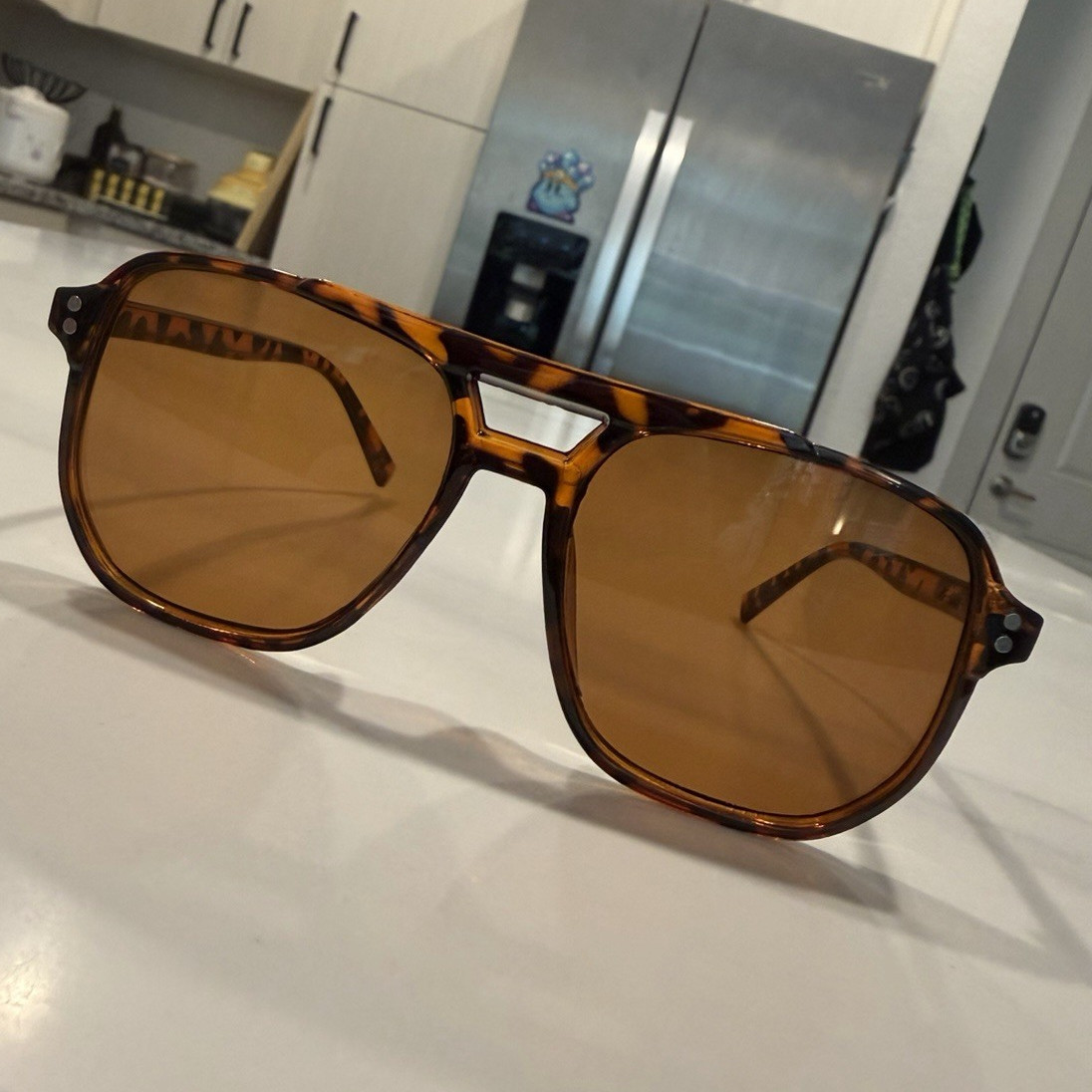 Tortoise Shell Aviator Sunglasses Brown Plastic Frame & Brown Tinted Lenses