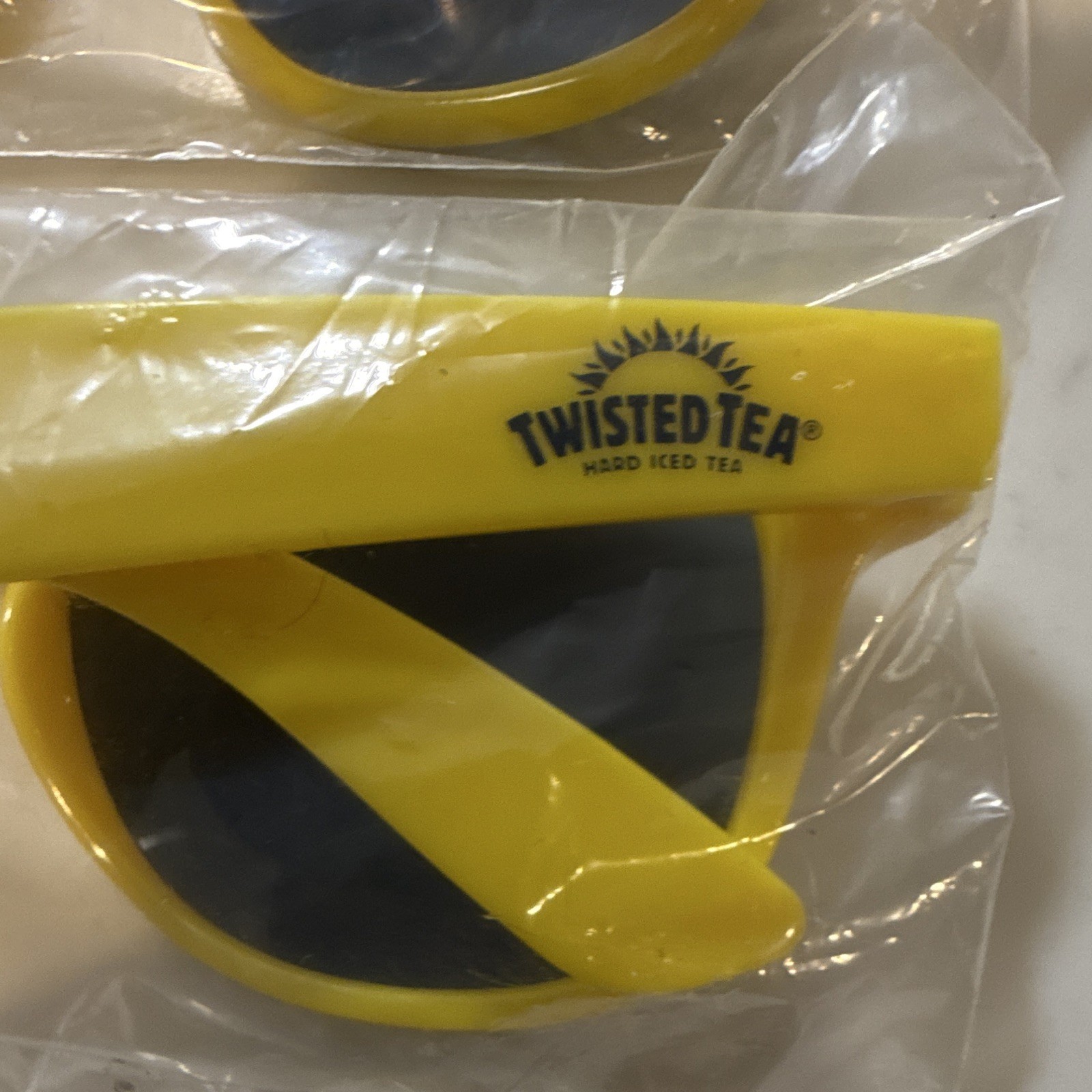 Twisted Tea Sunglasses Yellow Plastic Frame Black Lenses UV400 3pc