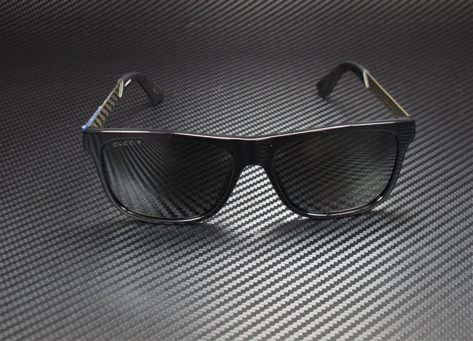 GUCCI GG0687S 002 Rectangular Square Black Shiny Black Grey 57m Men’s Sunglasses