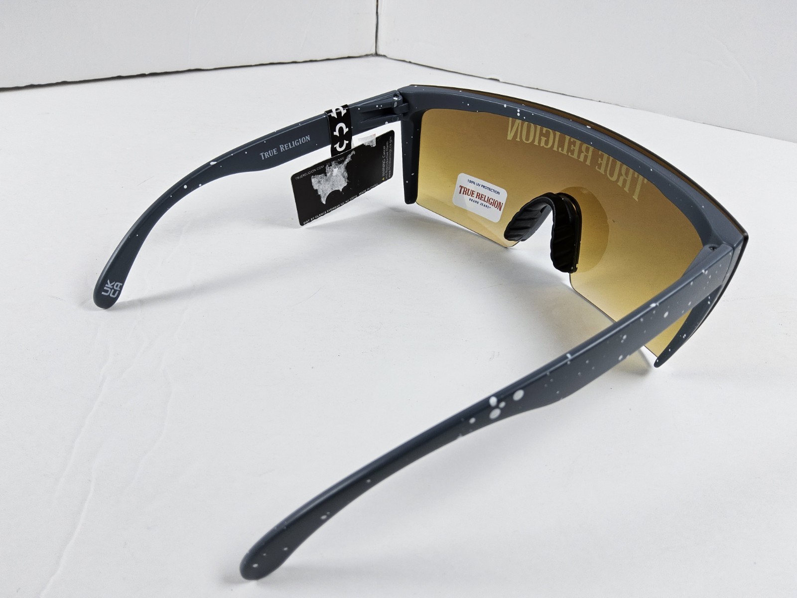 True Religion 100% UV Protection Logo Shield Speckle Reflective Sunglasses