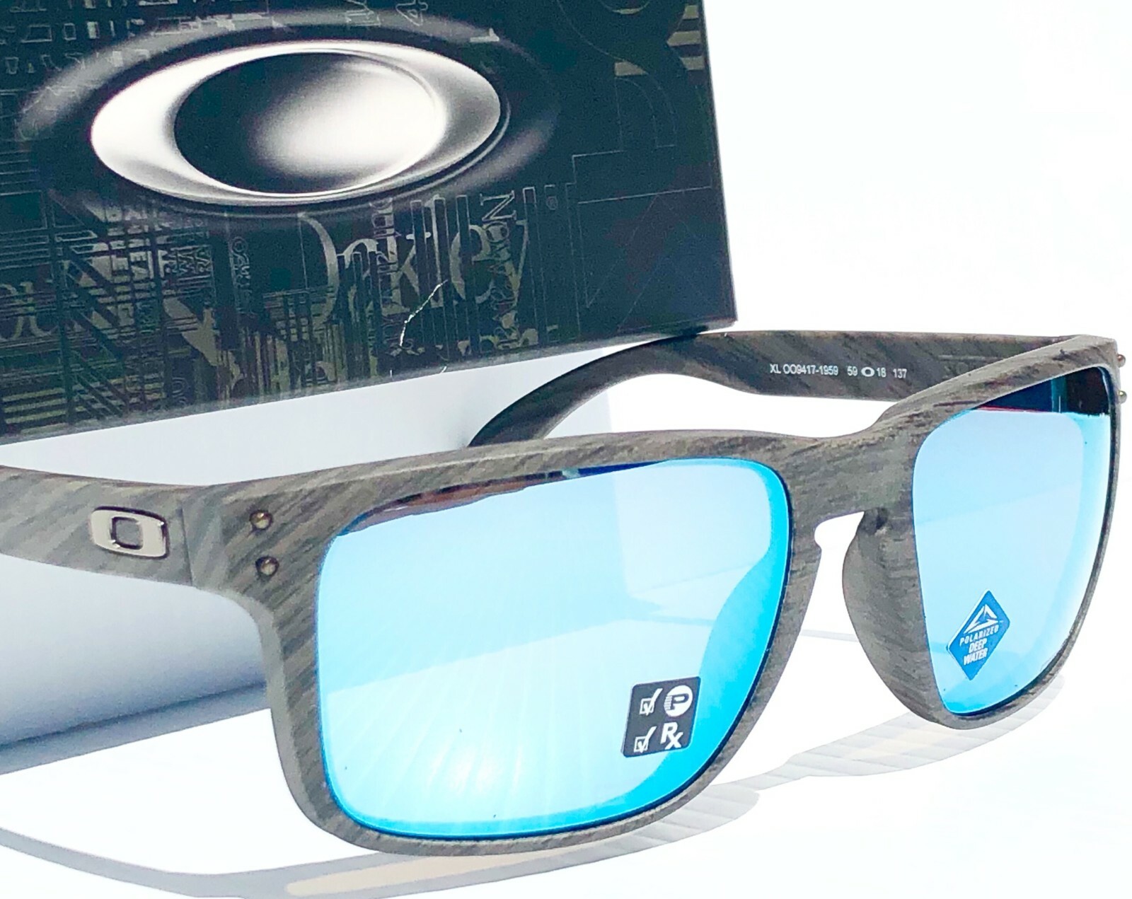NEW Oakley HOLBROOK XL Woodgrain Polarized Deep Water PRIZM H2O Sunglass 9417-19
