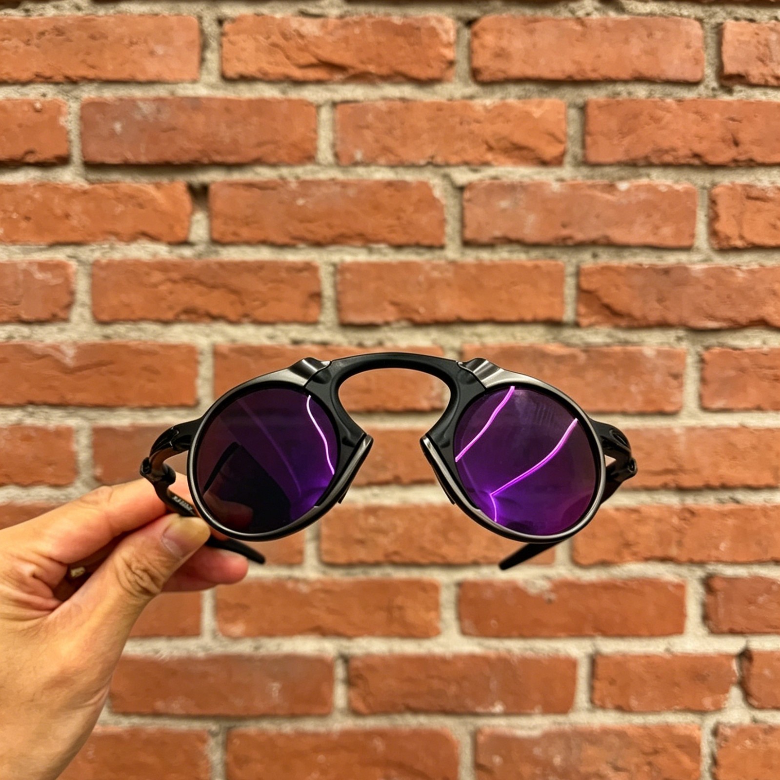 Oakley X-Metal Madman OO6019 Polarized Sunglasses Gray Frame Purple Lenses