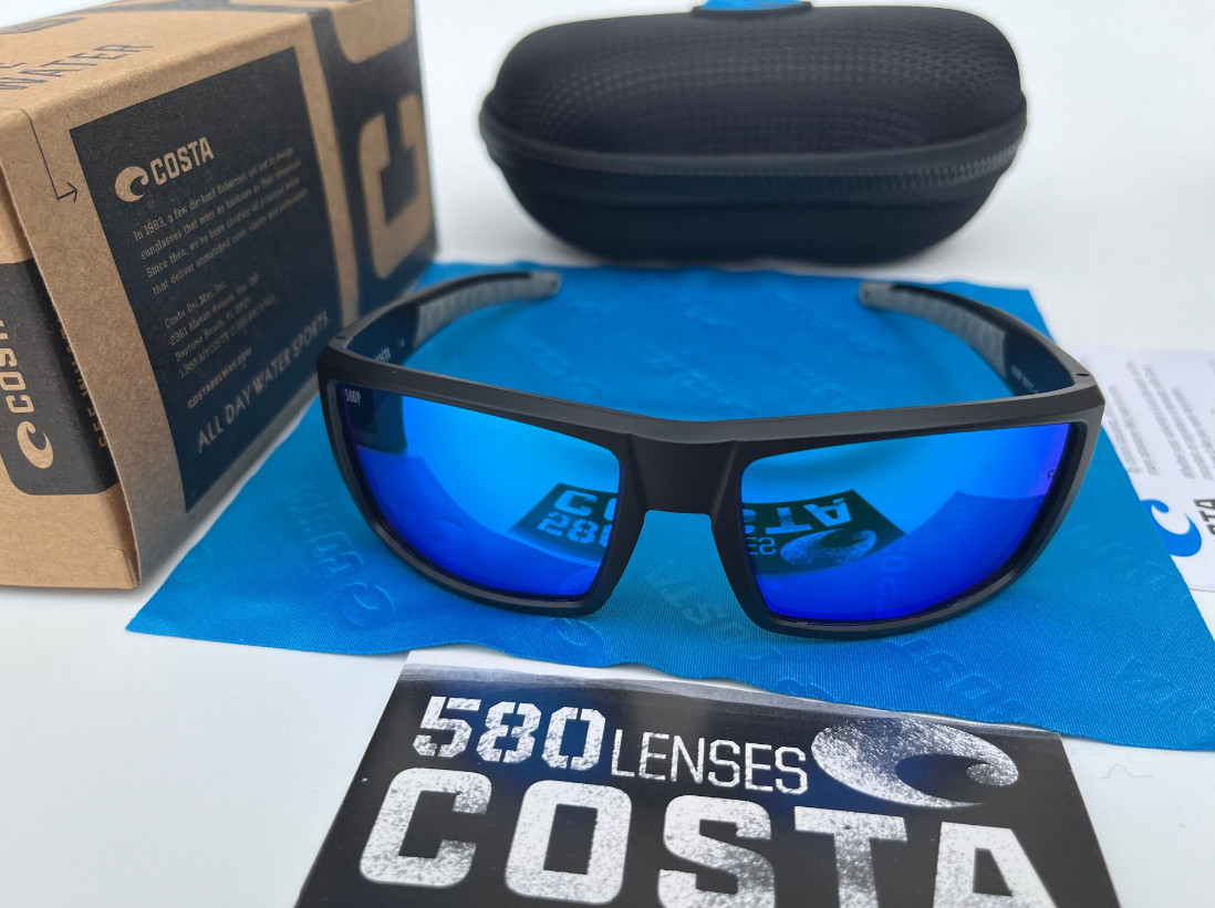 Costa Del Mar Men’s Diego Matte Black /Blue Mirror Polarized Sunglasses 580p