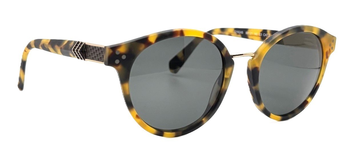 Cadillac Sunglasses Retro P3 Shape Matte Tortoise Acetate & Metal Bridge 1624 C3