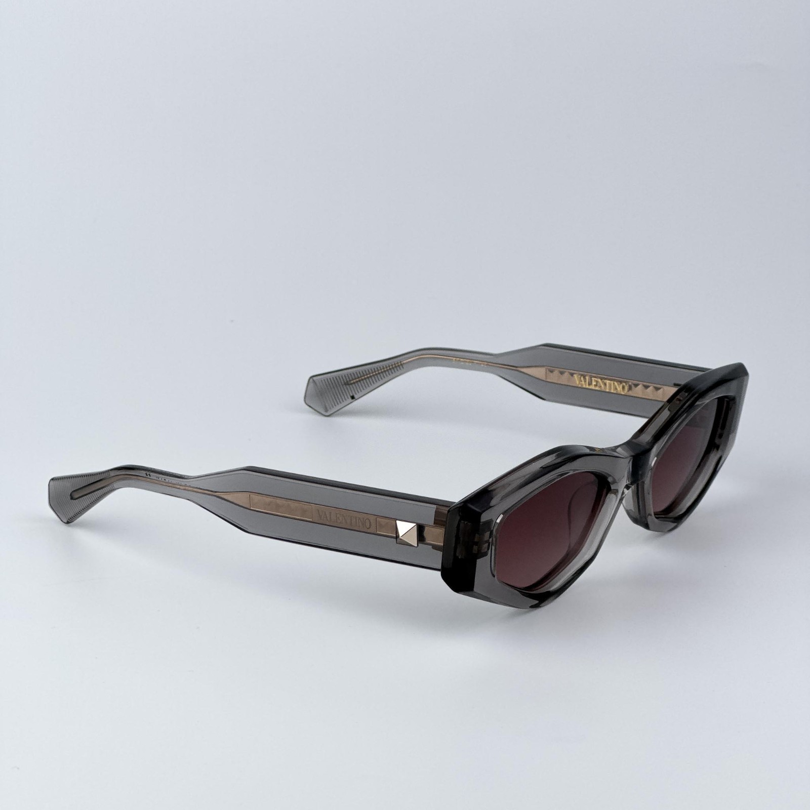 Valentino Men Sunglasses Translucent Grey Rose Irregular V-TRE VLS-101C-51 NEW