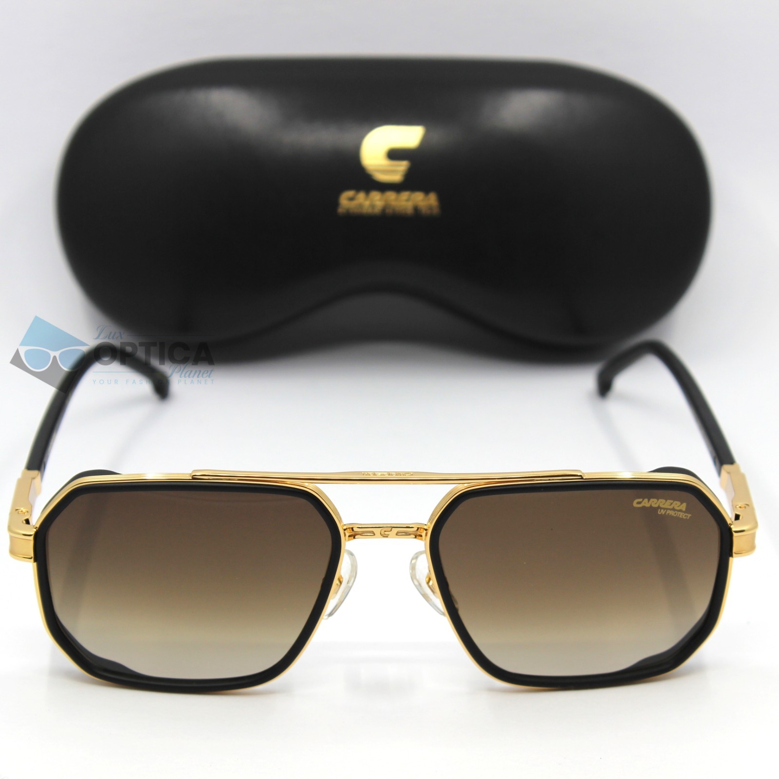 NEW Carrera 1069/S I46 Hexagon Sunglasses Matte Black/Brown Triple Gradient Lens
